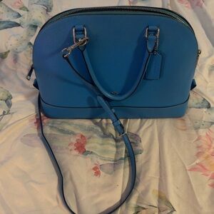 Coach Bright Vibrant Blue Dome Satchel Leather Purse